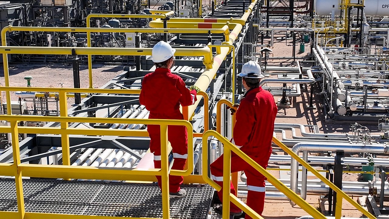 Vista aérea CPF Shell Sierras Blancas - Vaca Muerta, Neuquén 