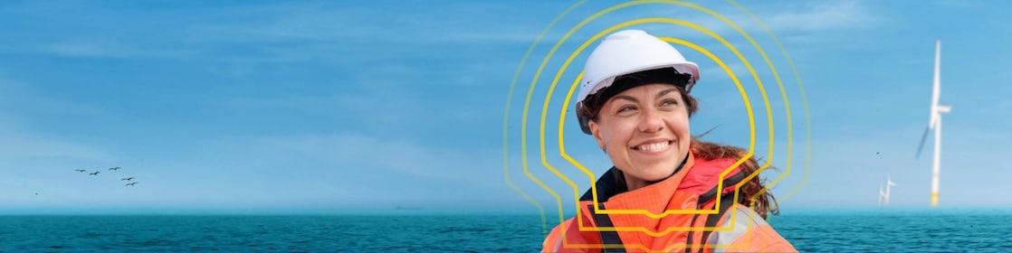 woman at sea in safety gear