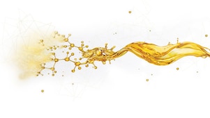 Salpicaduras de aceite rompiéndose en pequeños componentes